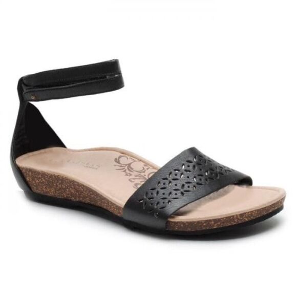 ARTREX Women's Marissa Ankle Strap Black Sandals - Leather Upper Size 8.5 - Picture 1 of 7